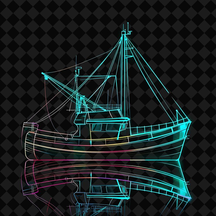 PSD un barco con un color verde y azul en la parte inferior