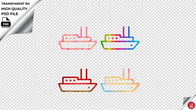 PSD el barco de crucero colorful icon pack psd transparente