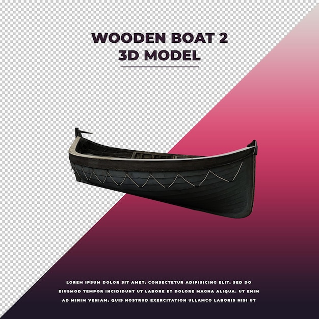 Barco de madeira 3D isolado