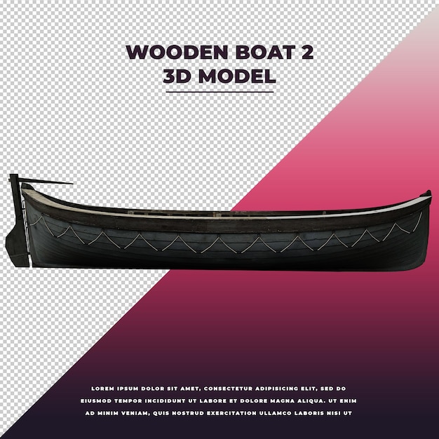 Barco de madeira 3D isolado