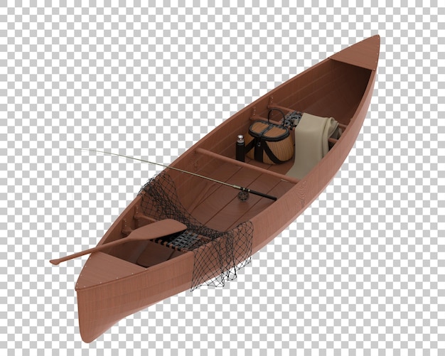 Barco de pesca isolado em fundo transparente Ilustração de renderização 3D