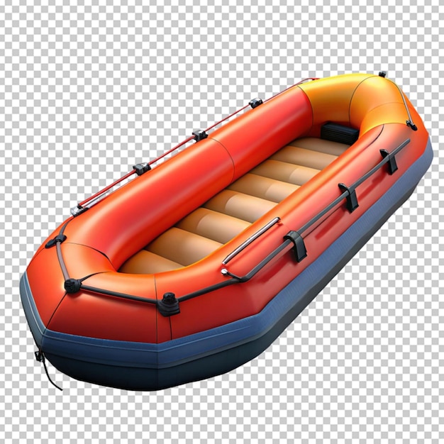 barco inflable aislado sobre un fondo transparente