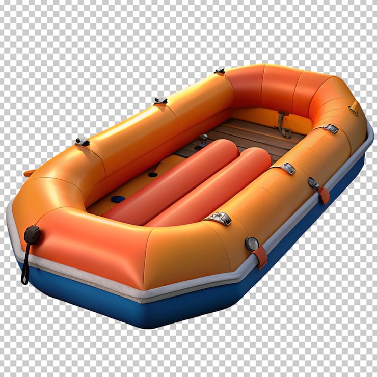 PSD barco inflable aislado sobre un fondo transparente