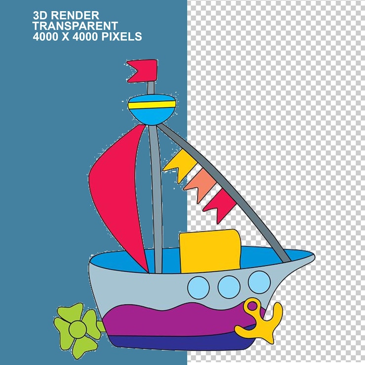 PSD el barco de juguete es la parte de la celebración de la felicidad.