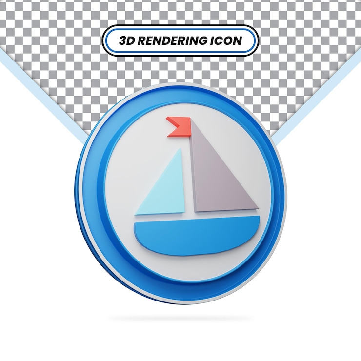 PSD barco de papel de renderizado 3d icono azul de la nave