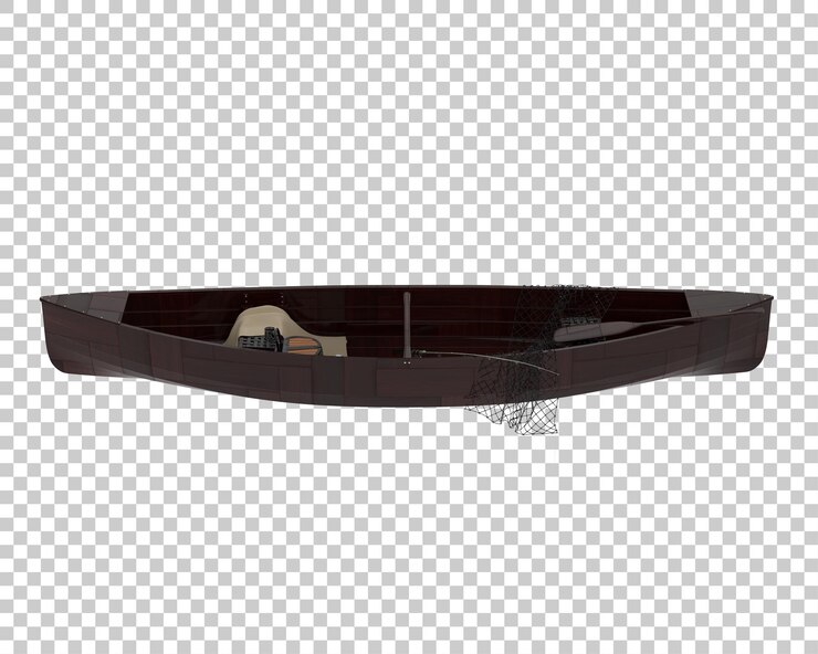 PSD un barco de pesca aislado sobre un fondo transparente ilustración de renderización en 3d