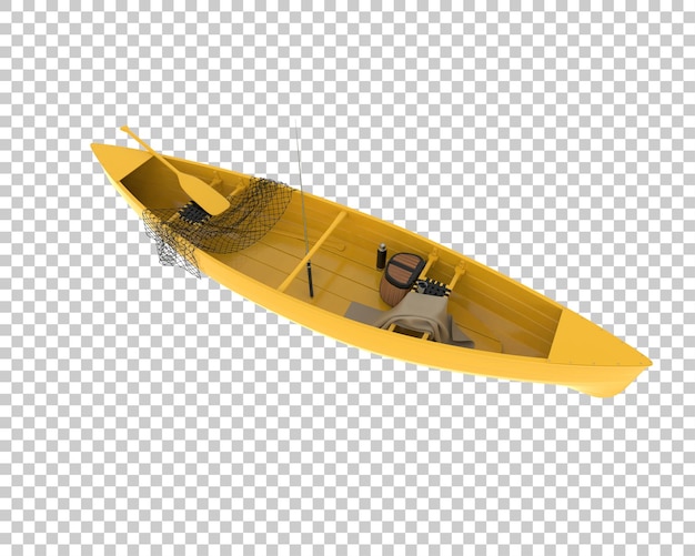 Un barco de pesca aislado sobre un fondo transparente ilustración de renderización en 3d