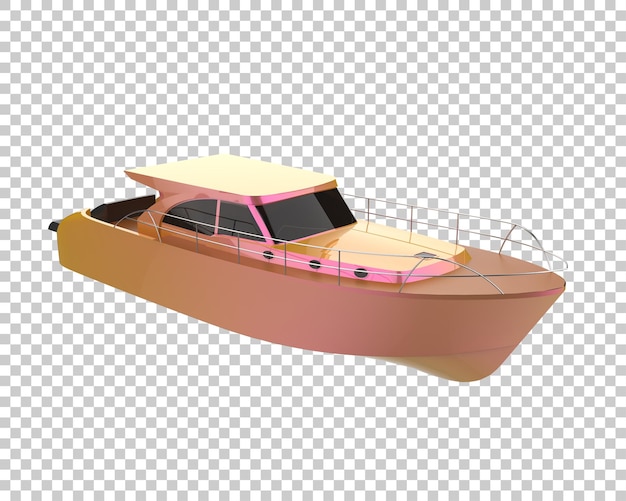 Barco de pesca en la ilustración de renderizado 3d de fondo transparente