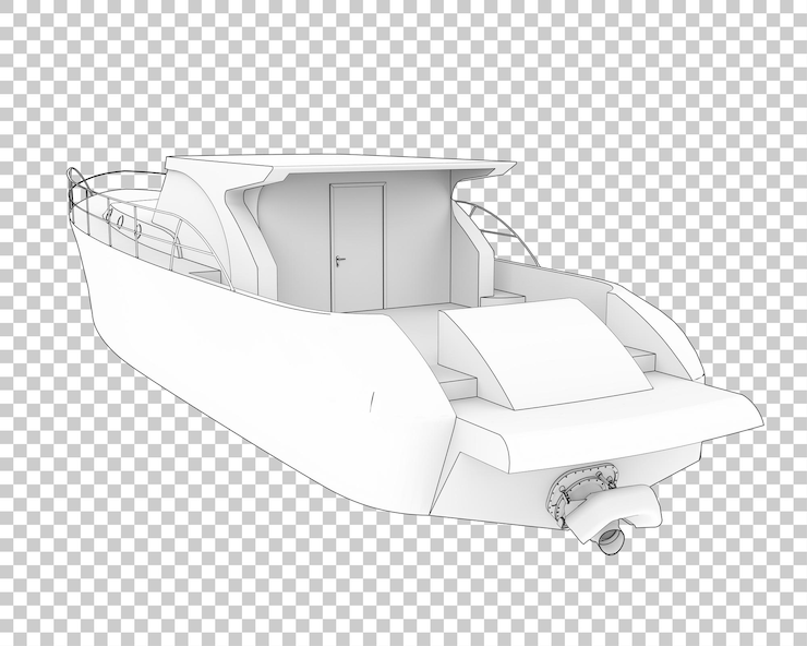PSD barco de pesca en la ilustración de renderizado 3d de fondo transparente