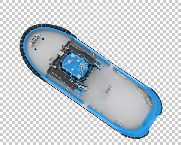 Barco de pesca en la ilustración de renderizado 3d de fondo transparente
