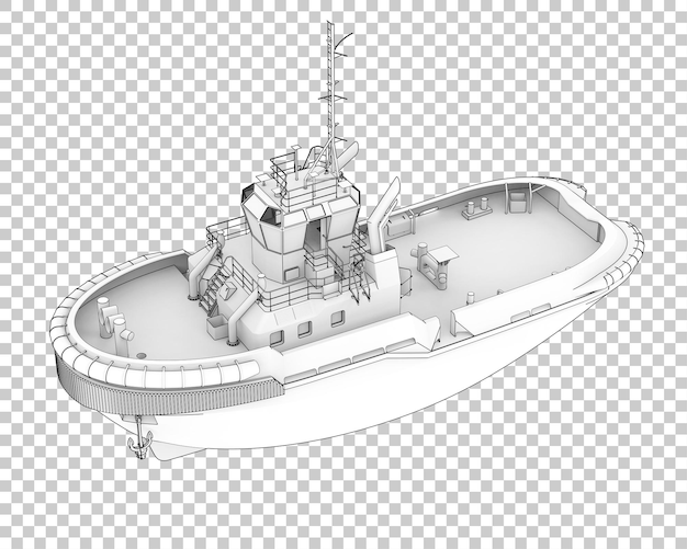PSD barco de pesca en la ilustración de renderizado 3d de fondo transparente