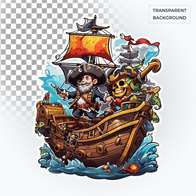 Un barco pirata psd gratis de alta resolución fondo transparente ilustración camiseta clipart