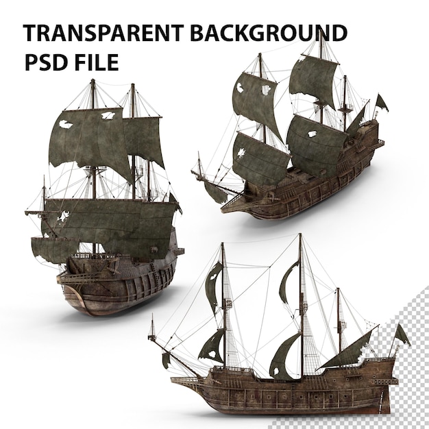 PSD barco pirata usado png