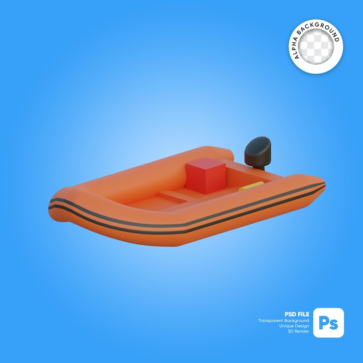 PSD barco de rescate objeto 3d isométrico