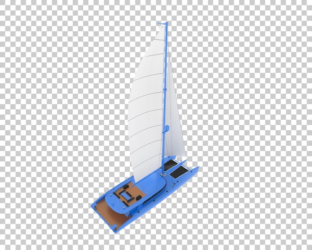 Barco de vela en la ilustración de renderizado 3d de fondo transparente
