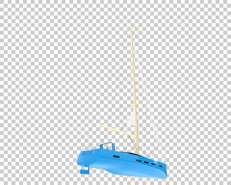 PSD barco de vela en la ilustración de renderizado 3d de fondo transparente