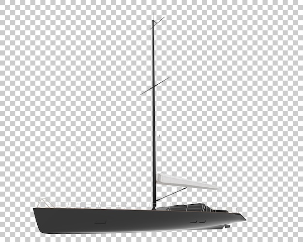 Barco de vela en la ilustración de renderizado 3d de fondo transparente