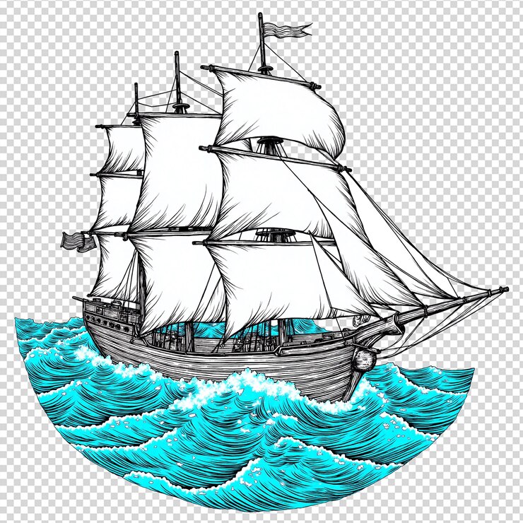 PSD un barco a vela en las olas