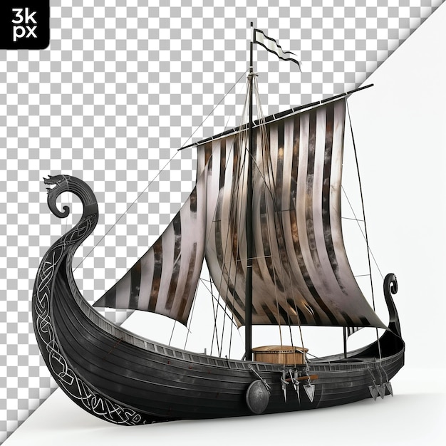 El barco vikingo aislado en un fondo transparente