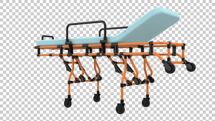 PSD barella medica per virus epidemico su sfondo trasparente 3d rendering illustrazione