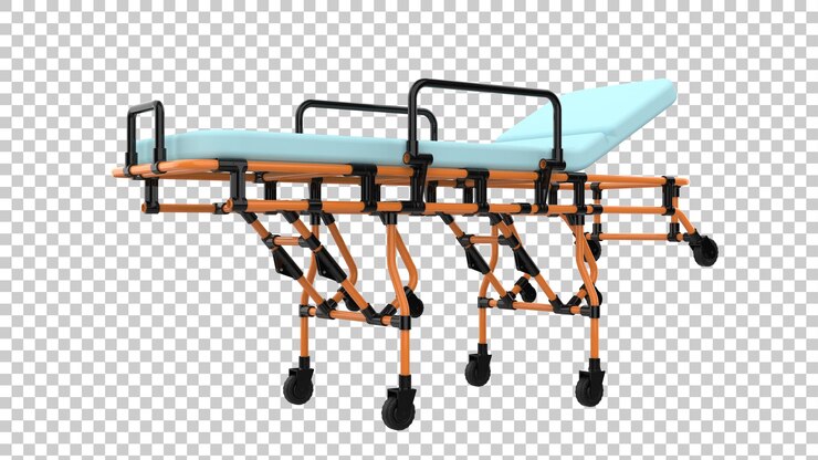 PSD barella medica per virus epidemico su sfondo trasparente 3d rendering illustrazione
