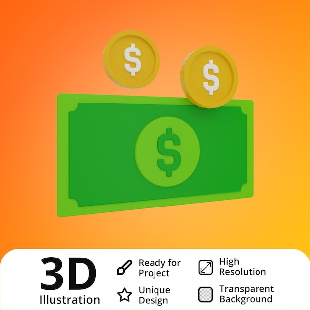 Bargeld 3D-Darstellung