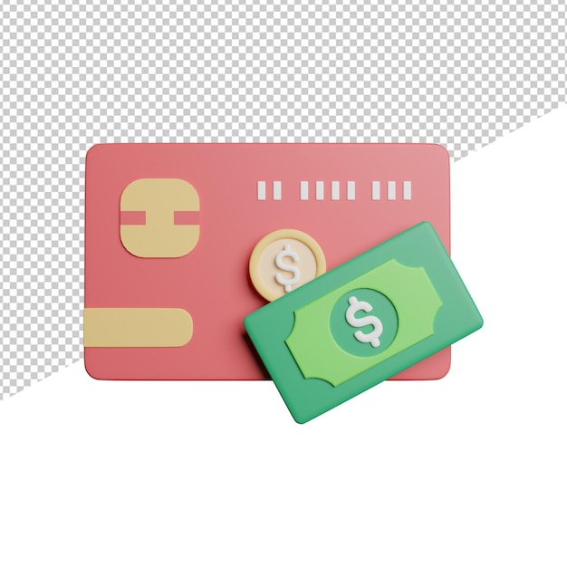 Bargeldloser Zahlungsauftrag Vorderansicht 3D-Rendering Icon Illustration auf transparentem Hintergrund