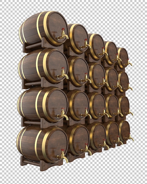 Barile di birra su sfondo trasparente 3d rendering illustrazione