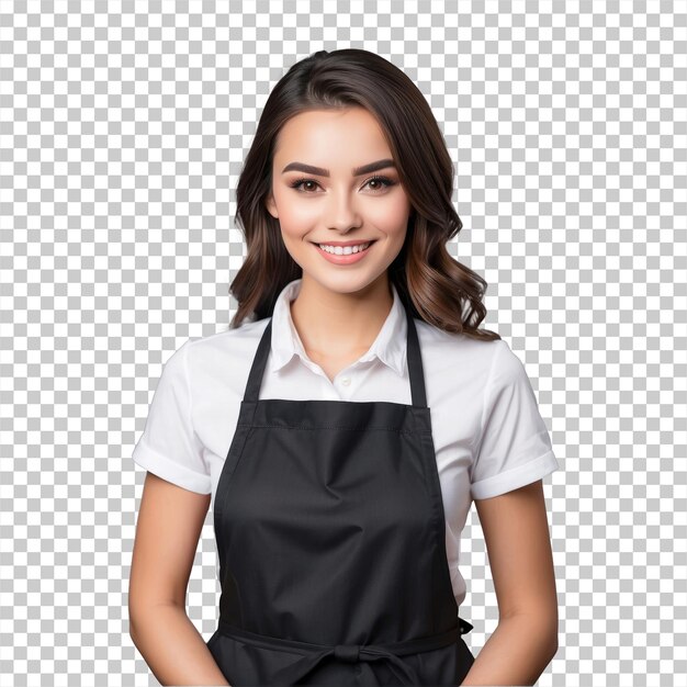 Barista Féminine Avec Un Tablier Isolé Sur Un Fond Transparent