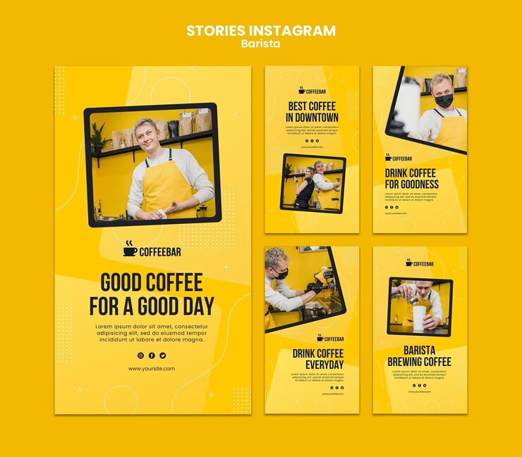 PSD barista instagram stories