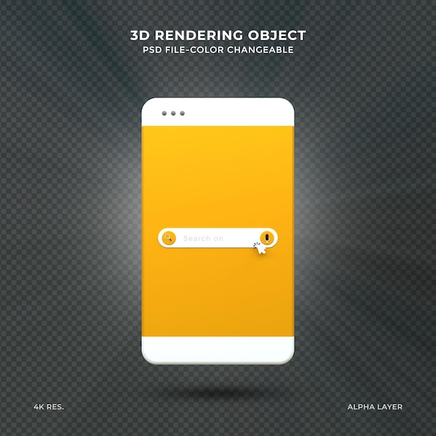 PSD barra de búsqueda 3d en blanco realista mínima sobre fondo rosa concepto de búsqueda web representación 3d