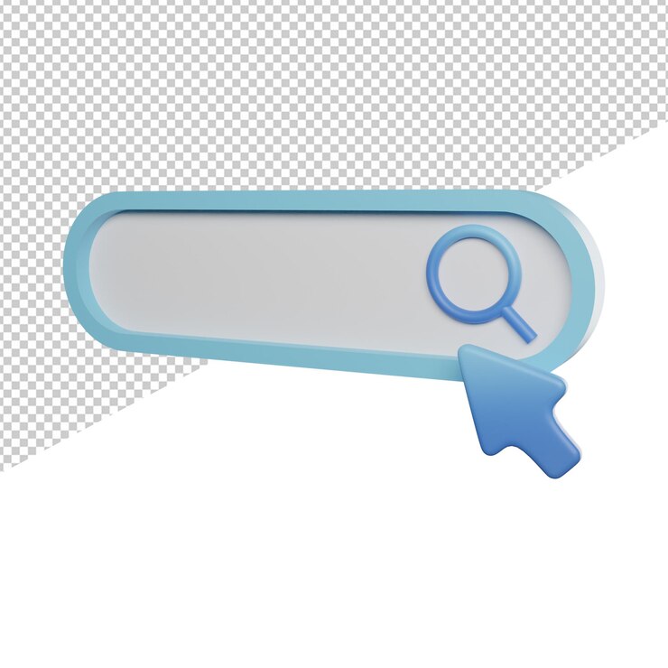 PSD barra de búsqueda web con puntero vista lateral ilustración 3d icono de representación fondo transparente