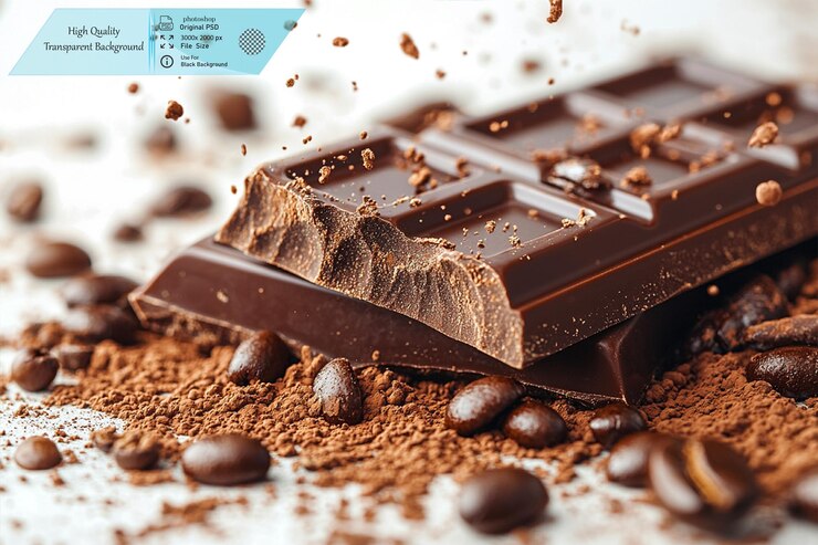 PSD barra de chocolate aislada sobre un fondo transparente