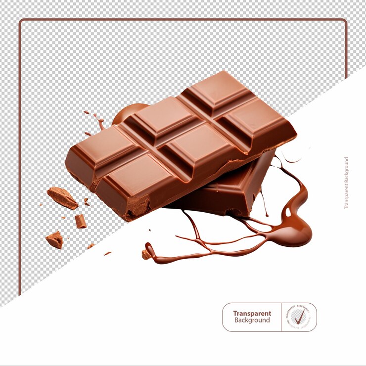PSD una barra de chocolate hecha de cacao puro una explosión de sabor sobre un fondo transparente