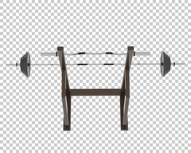 Barra com rack de peso na ilustração de renderização 3d de fundo transparente