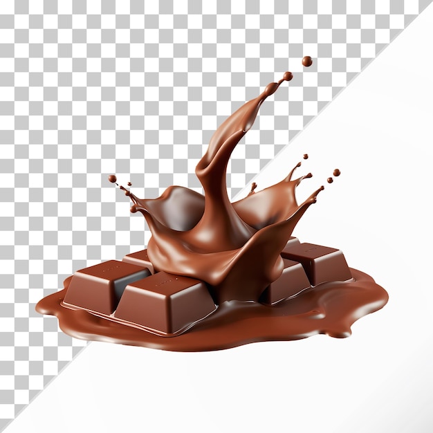 Barra de chocolate com chocolate salpico de leite psd transparente