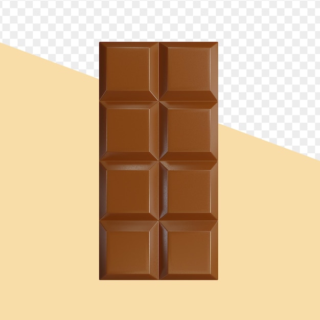 barra de chocolate deliciosa 3d isolada em um fundo transparente