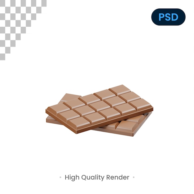 Barra de chocolate ícone 3d psd premium