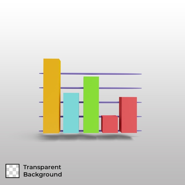 PSD barra de gráfico de ícones 3d com fundo transparente