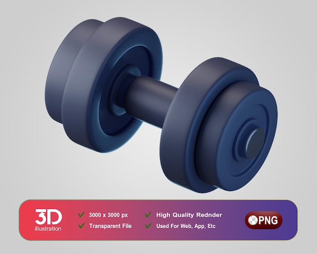 Barra de ícones 3D de fitness e academia