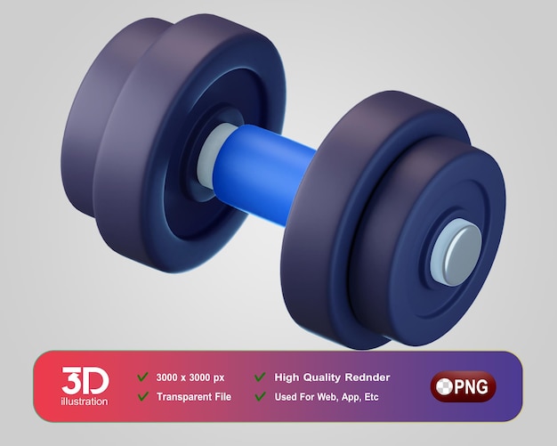 Barra de ícones 3D de fitness e academia