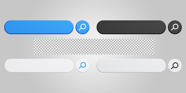 Barra de mecanismo de pesquisa para encontrar informações isoladas em fundo transparente 3D Render