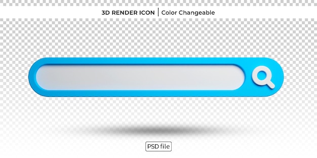 PSD barra de pesquisa 3d renderizar ícone mutável de cor