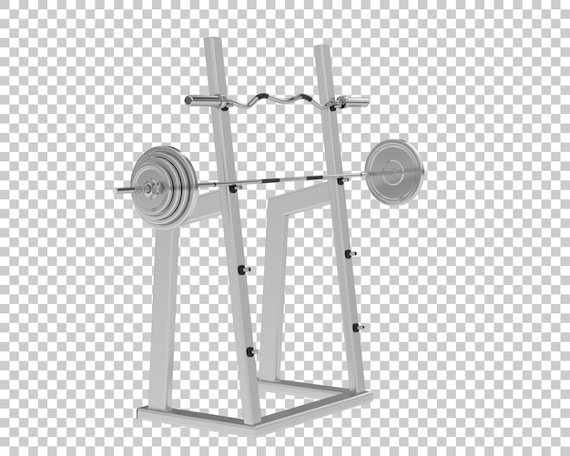 Barra con estante de pesas sobre fondo transparente Ilustración de renderizado 3d
