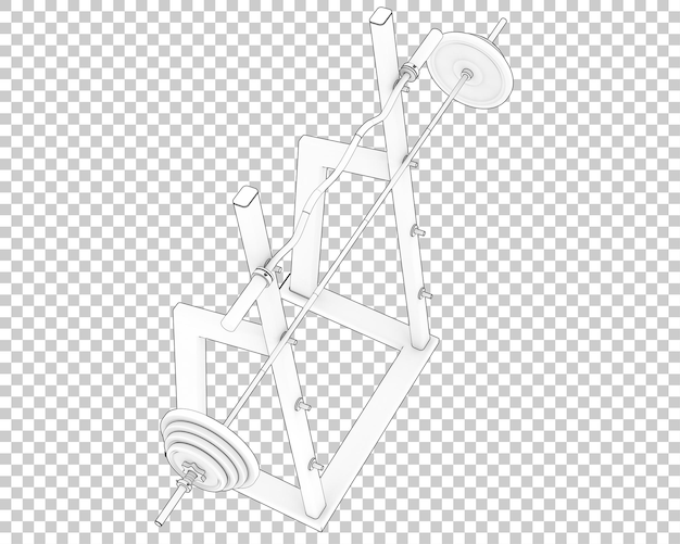 Barra con estante de pesas sobre fondo transparente Ilustración de renderizado 3d