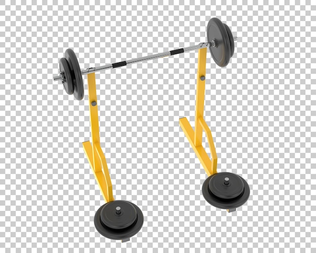 Barra con estante de pesas sobre fondo transparente Ilustración de renderizado 3d