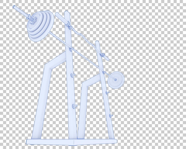 Barra con estante de pesas sobre fondo transparente Ilustración de renderizado 3d