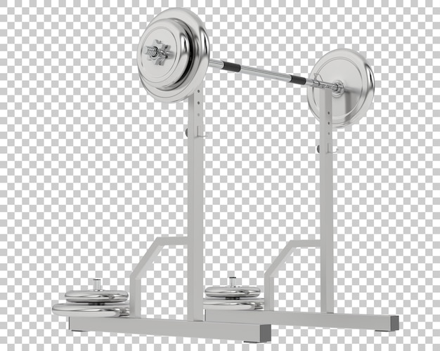 Barra con estante de pesas sobre fondo transparente Ilustración de renderizado 3d