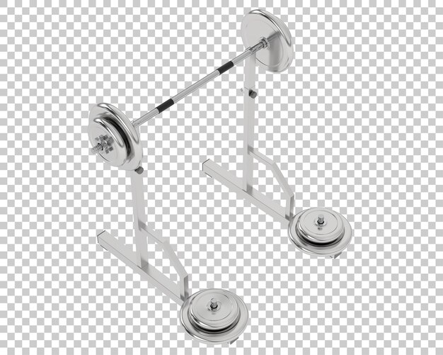 Barra con estante de pesas sobre fondo transparente Ilustración de renderizado 3d