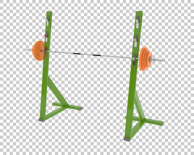 Barra con estante de pesas sobre fondo transparente Ilustración de renderizado 3d